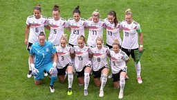 Die deutsche Frauen-Nationalmannschaft vor der Partie gegen Spanien. © ARD Foto: ARD