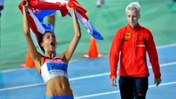 Blanka Vlasic (l.) und Ariane Friedrich bei der EM 2010 in Barcelona. © Witters Foto: MarioKneisl