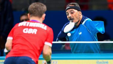Der ägyptische Tischtennis-Spieler Ibrahim Hamadtou (r.) gegen den Briten David Wetherill © picture alliance/ZUMA Press Foto: Julian Avram