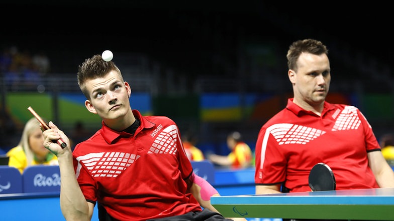 Die deutschen Tischtennspieler Thomas Schmidberger und Thomas Brüchle. © DBS 