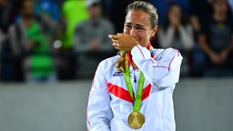 Die Tennisspielerin Monica Puig aus Puerto Rico © dpa - Bildfunk Foto: Lukas Schulze